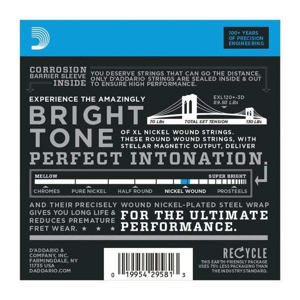 D'Addario EXL120+-3D, 0095-044 (3-pack)